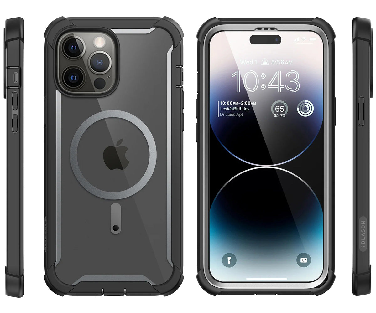 Schutzhülle + Glas 9H Supcase i-Blason Ares Mag SPG mit MagSafe für iPhone 14 Pro, Schwarz