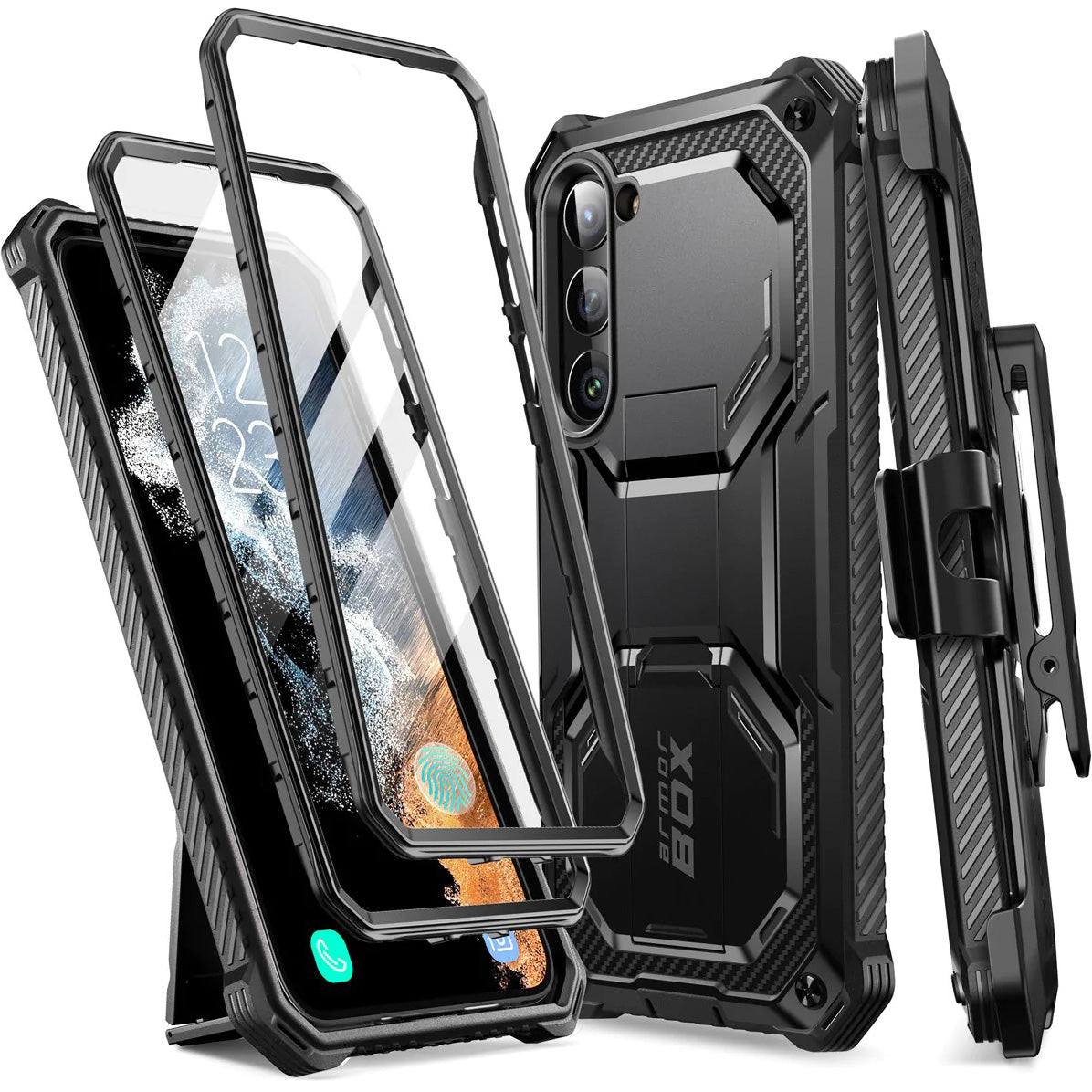 Schutzhülle Supcase i-Blason Armorbox SP+noSP für Galaxy S23 5G, Schwarz