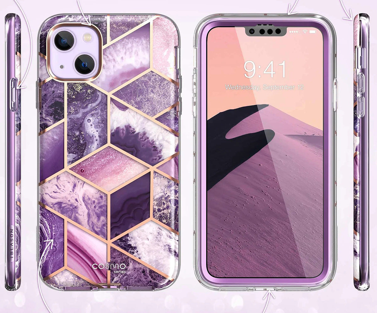 Schutzhülle Supcase i-Blason Cosmo SP für iPhone 14 / 13, Marmor-violett