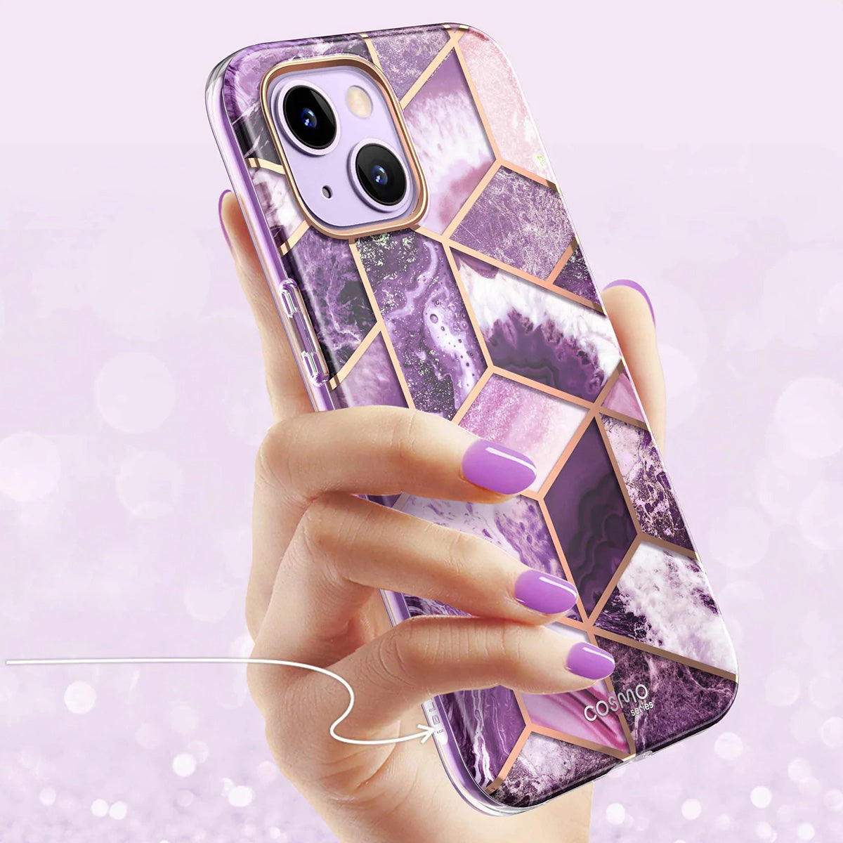 Schutzhülle Supcase i-Blason Cosmo SP für iPhone 14 / 13, Marmor-violett