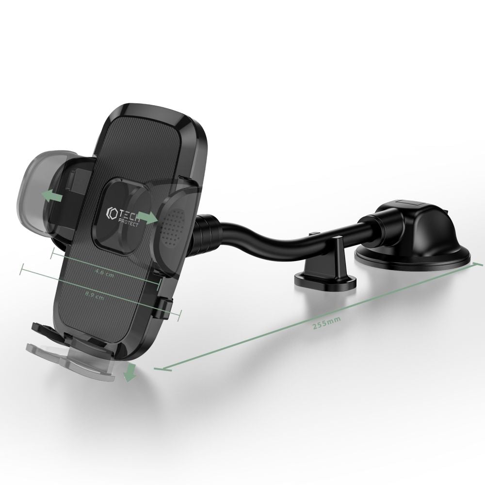 Auto Handyhalterung Tech Protect V3 Universal Long Arm Dashboard and Windshield Car Mount, Schwarz