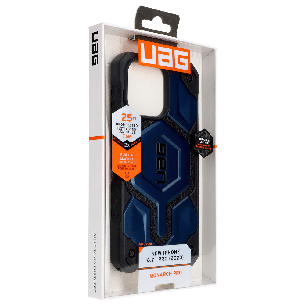 Schutzhülle Urban Armor Gear Monarch Pro MagSafe für Apple iPhone 15 Pro Max, Dunkelblau