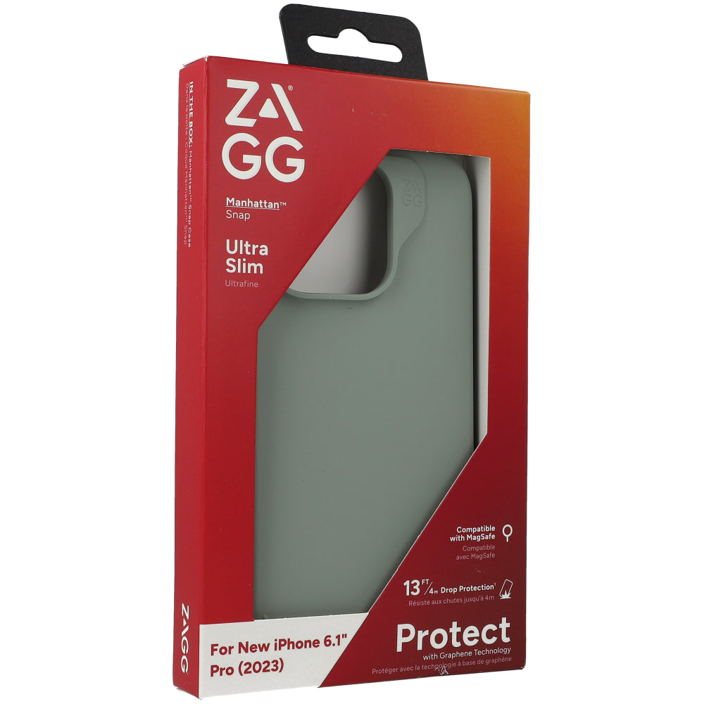 Schutzhülle Zagg Manhattan Snap mit MagSafe für iPhone 15 Pro, Minzgrün
