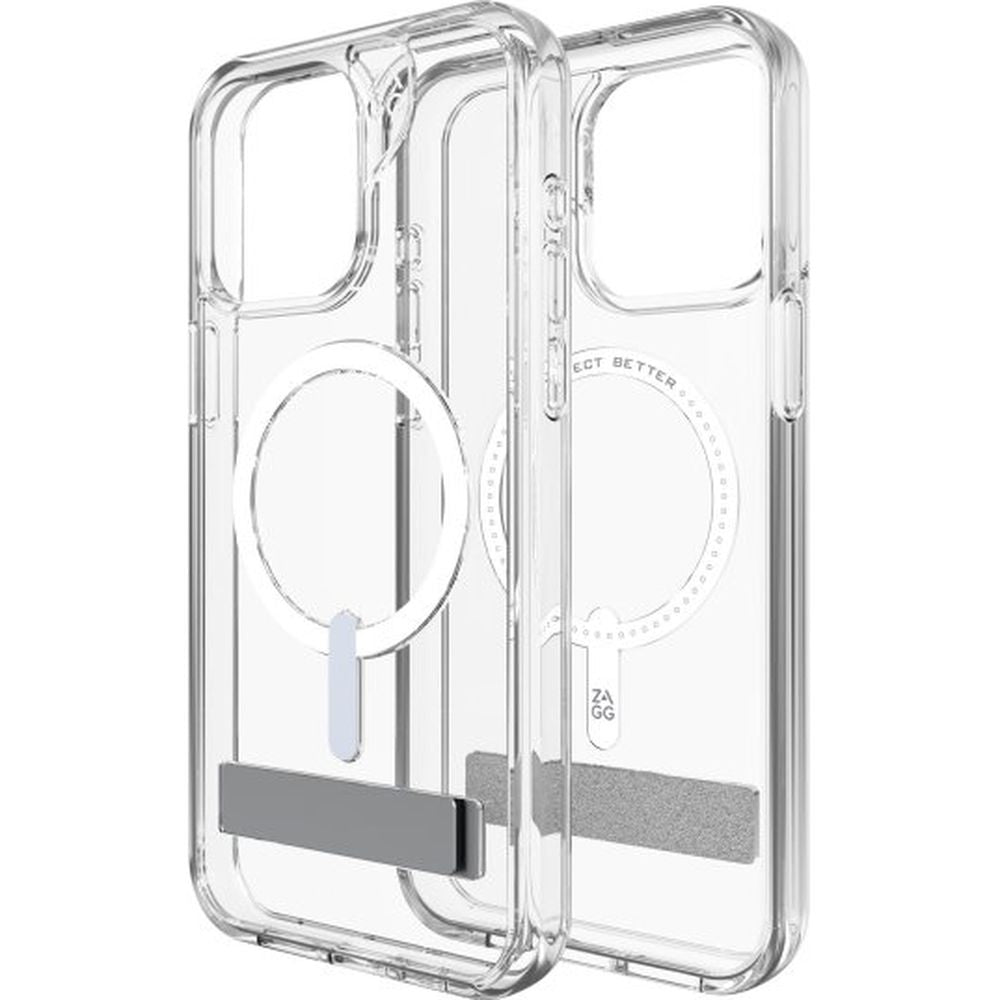 Schutzhülle Zagg Gear4 Crystal Palace Snap MagSafe Kickstand für iPhone 15 Pro Max, Transparent